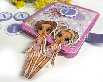 Druckbare Papierpuppe Blithe mit Kleidung – sofortiger digitaler PDF-Download, Fantasy-Puppe zum Ausschneiden, geschäftige Buchaktivität. Osterpuppe