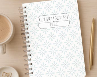 Personalized Church Notes Notebook 5.5 x 8.5 inches Custom Sermon Notes Notebook Christian Bible Study Notebook Christian Women Gift