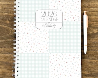 12 Month Planner July 2026 - June 2027 Floral Planner Large Spiral Planner Weekly & Monthly Spreads Vintage Patchwork Planner