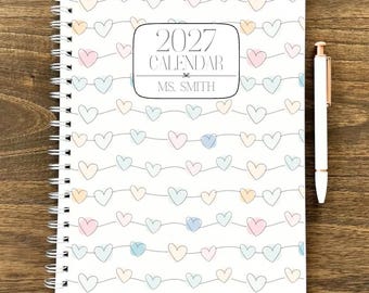Teacher Planner July 2026 - June 2027 12 Month Teacher Planner 8.5 x 11" Large Spiral Planner Weekly Spreads & Monthly Spreads