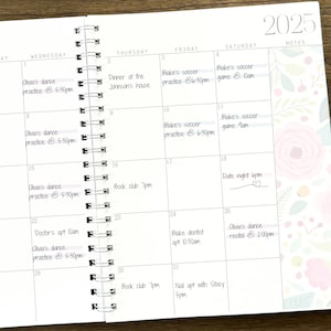 July 2025 - Dec 2026 Planner 18 month 8.5x11&quot; Custom Planner Personalized Large Spiral Planner Customized 18 Month Calendar Floral Design