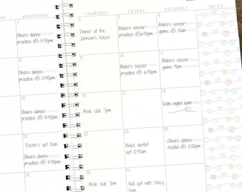 July 2026 - Dec 2027 Planner 18 Month 8.5x11" Custom Planner Personalized Planner Large Spiral Planner Customized Calendar Pastel Hearts