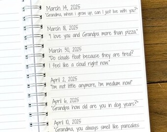 Cute Things My Grandkids Say Personalized Notebook | Grandparents Journal | Grandma Gift from Grandkids Memory Book Grandmother Notebook