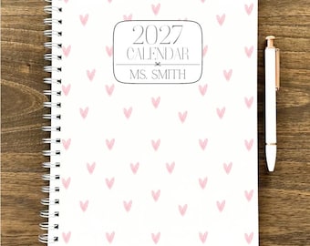 Teacher Planner July 2026 - June 2027 12 Month Teacher Planner 8.5 x 11" Large Spiral Planner Weekly Spreads & Monthly Spreads