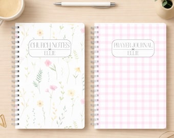 Personalized Church Notes Notebook 5.5 x 8.5 inches Custom Sermon Notebook Christian Journal Bible Study Notebook Prayer Journal Gift Bundle