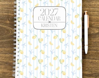 July 2026 - Dec 2027 Planner 18 Month 8.5x11" Custom Planner Personalized Planner Large Spiral Planner Customized Calendar Lemon Bows