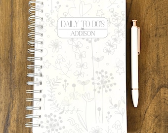 Personalized Undated Planner 5.5 x 8.5 inches Custom Spiral Planner Personalized Daily Planner 2026 Daily Organizer Doodle