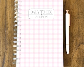 Personalized Undated Planner 5.5 x 8.5 inches Custom Spiral Planner Personalized Daily Planner 2026 Daily Daily Organizer Blue Plaid