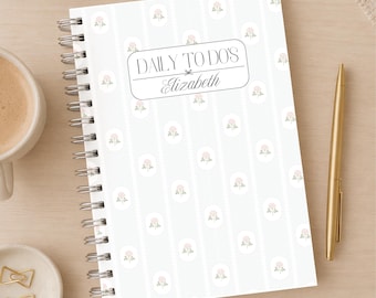 Personalized Undated Planner 5.5 x 8.5 inches Custom Spiral Planner Personalized Daily Planner 2026 Daily Organizer Vintage Petals & Stripes