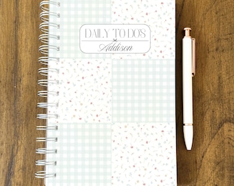 Personalized Undated Planner 5.5 x 8.5 inches Custom Spiral Planner Personalized Daily Planner 2026 Daily Organizer Vintage Patchwork