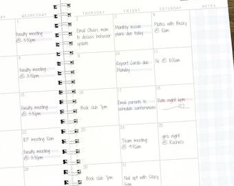 12 Month Planner July 2026 - June 2027 Teacher Planner | 8.5 x 11" Large Spiral Planner | Weekly & Monthly Spreads Blue Plaid