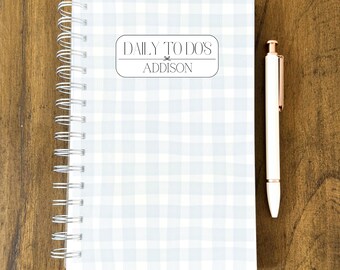 Personalized Undated Planner 5.5 x 8.5 inches Custom Spiral Planner Personalized Daily Planner 2026 Daily Daily Organizer Blue Plaid
