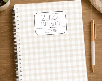 18 Month Planner Personalized 8.5x11" Custom Planner Jan 2026 - June 2027 Planner Large Spiral Customized Calendar Brown Gingham Plaid