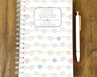 Cute Things My Grandkids Say Personalized Notebook | Grandparents Journal | Grandma Gift from Grandkids Memory Book Grandmother Notebook