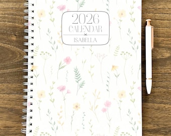 18 Month Planner Personalized 8.5x11&quot; Custom Planner July 2025 - Dec 2026 Planner Large Spiral Customized Calendar Cottage Floral Planner