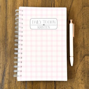 Personalized Undated Planner 5.5 x 8.5 inches Custom Spiral Planner Personalized Daily Planner Daily Agenda Daily Organizer Pink Gingham