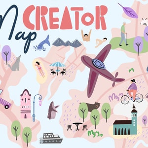 Map Creator Clipart - Digitale Clipart - Niedliche Illustration - Hochzeitskarte