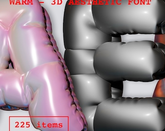 May include: A 3D font in a warm aesthetic style. The letters are made of inflated balloons, with the letter "A" in pink and the letter "E" in grey. The text "225 items" is visible in the bottom left corner of the image.