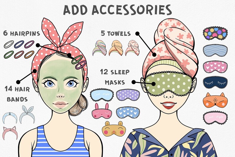 Character Creator Clipart, Digital Woman Portrait, Spa Clipart, Boho