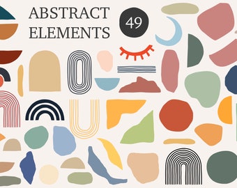 Abstract Geometric Shapes Clipart, Modern Graphics (Digital Download)