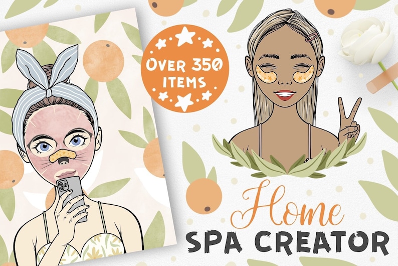 Character Creator Clipart, Digital Woman Portrait, Spa Clipart, Boho
