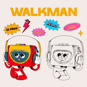 Malkman PNG Retro Cartoon Character Design, Kidcore 90s y2K, Hand Drawn Gaming Clipart, Digital Download, Vintage Style Illustrations