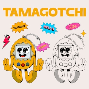 Tamagotchi PNG Retro Cartoon Character Design, Kidcore 90s y2K, Hand Drawn Gaming Clipart, Digital Download, Vintage Style Illustrations