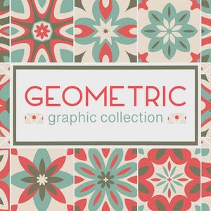 Geometrische Fliesen-Cliparts, 40 dekorative Fliesen und 10 nahtlose Muster (PNG)