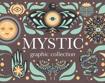 Boho Mystic Animals Clipart – Floral Ornaments SVG, Commercial Use (Digital Download)
