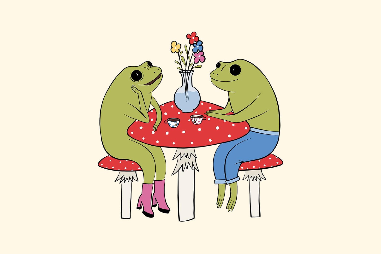 Frog Drinking Tea PNG Clipart | Cozy Frog Art Digital Download - Etsy