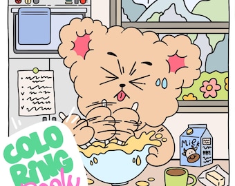 Kawaii Bear Coloring Book | Cozy Moments, 20 Printable Pages (Digital Download)