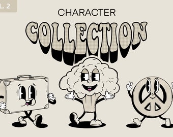 Clipart de personaje de dibujos animados retro, estilo hippie de los años 60 (PNG, SVG)