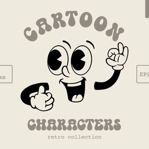 Retro Character Design SVG Clipart, 60s Smiley Face SVG/PNG Collection, Cartoon Faces Logo Template, Groovy Clipart, Hipster Avatar Clipart