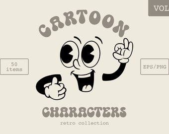 Clipart de personaje de dibujos animados retro, cara sonriente de los años 60 SVG/PNG