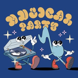 漫画風の気まぐれなキャラクターデザインPNG SVGベクター、ロックンロール、かわいい夏春イラスト、Tシャツ印刷可能、ヴィンテージステッカー