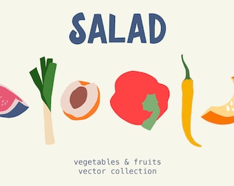Fruits and Vegetables Clipart, Autumn Food Illustrations (PNG/SVG Digital Download)