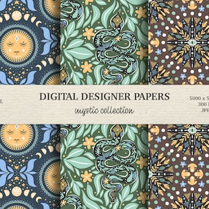 Celestial digital paper pack digital download and commercial use for fabric, paper, invitations, scrapbooking, cards and more