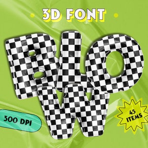 3D-lettertype Y2K esthetische zwart-witte kooi digitale download commercieel gebruik, PNG-letters, Bubble Groovy lettertype, handgeschreven kooibrieven