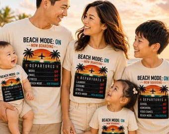 Matching Family Vacation Shirts | Beach Mode On | Beach Trip Family Shirts | Dad Mom Kids Matching Beach Shirts | Summer Family Vacation Tee