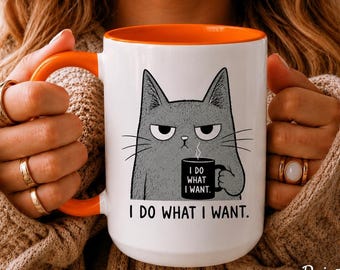 I Do What I Want Funny Cat Mug, Cat Lover Gift, Funny Coffee Mug, Cat Mom Gift, Sarcastic Mug, Coworker Gift, Gag Gift, Pet Lover