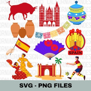 Spanje clipart, Spanje SVG, Spanje reizen Europa vakantie, Spaans T-shirt, WK-SVG, Barcelona, Madrid, sublimatie ontwerpen PNG, Cricut
