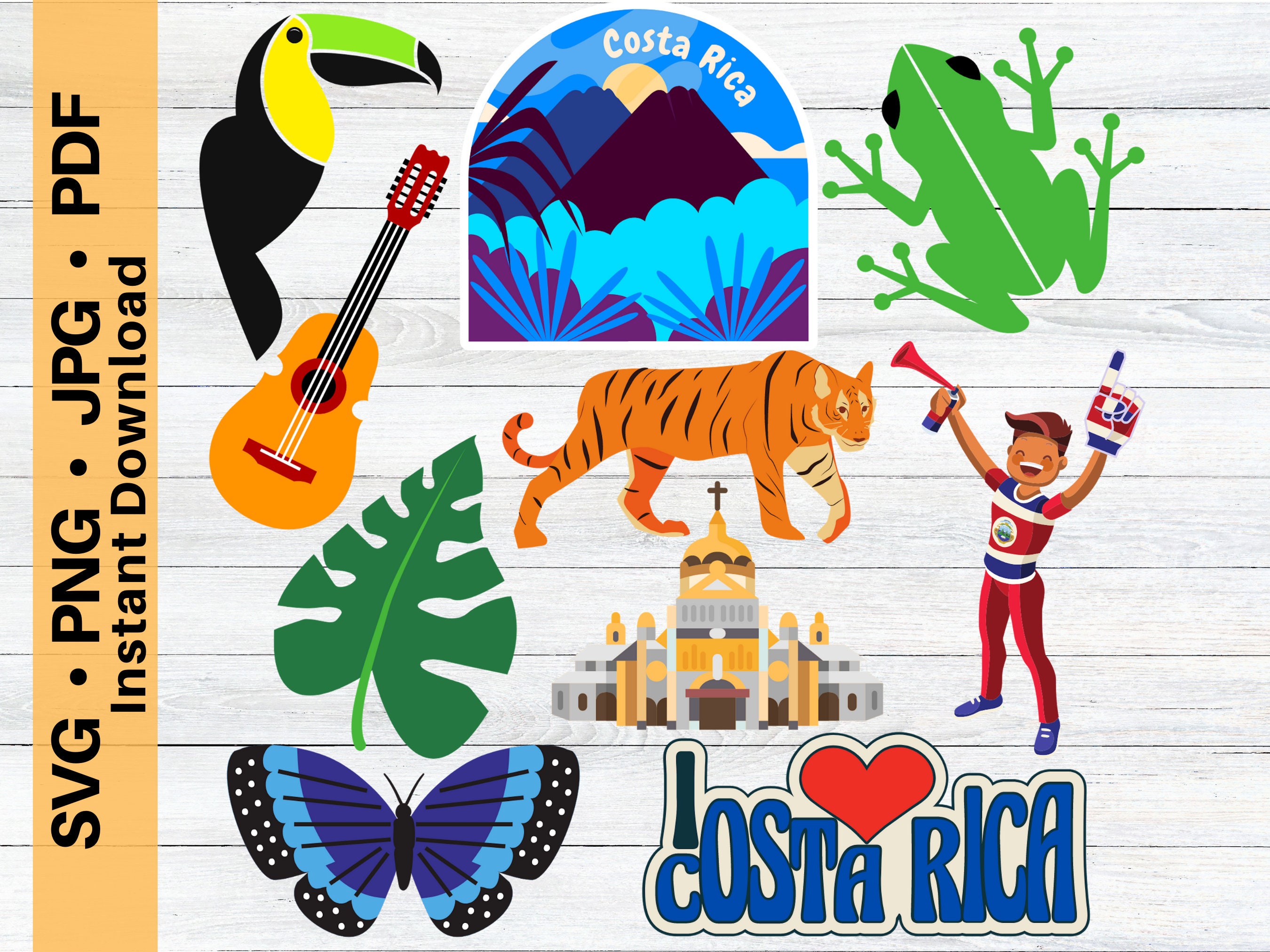 Costa Rica Clipart, Costa Rica SVG, Costa Rican Stickers Gift, Costa