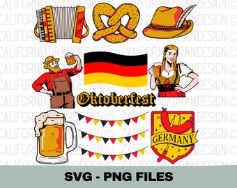 Imágenes prediseñadas de Alemania, SVG de Alemania, Viajes de vacaciones a Europa y Alemania, Cerveza alemana Oktoberfest, Camiseta de Alemania, Bratwurst, Schnitzel, Sublimación