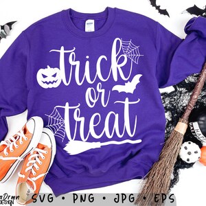 Trick or Treat SVG, Happy Halloween SVG, Halloween Sweatshirt T Shirt T-Shirt Tee, Pumpkin Svg, Spider Svg, Halloween Cut File for Cricut