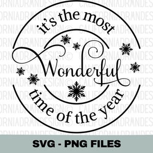 It's the Most Wonderful Time of the Year Svg, Christmas Song Svg, sneeuwvlokken Svg, wintervakantie Svg, Merry Christmas Svg, Christmas Vibes