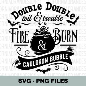 Doble doble trabajo y problemas SVG, Halloween SVG, Hechizo de bruja SVG, Caldero Svg, Camisetas de Halloween, Camisa de Halloween Svg, Archivos de corte de Halloween
