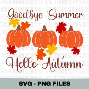 Auf Wiedersehen Sommer Hallo Herbst SVG, Willkommen Herbst Kürbisgewürz SVG, Herbst Zitate, Kürbis SVG, Orange Gelb Rot Herbstblätter SVG