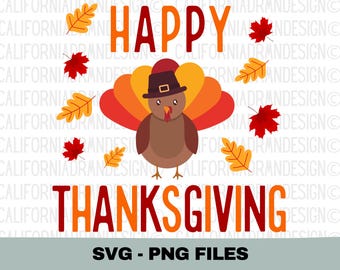 Ringraziamento SVG PNG / Tacchino carino SVG / Appendino da porta autunnale / Design della tazza da caffè a forma di tacchino / Maglietta a forma di tacchino Cricut / File di taglio autunnale