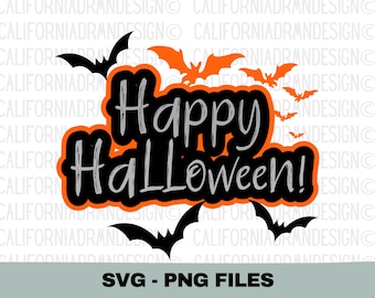 Happy Halloween SVG File | Spooky Halloween Bats Cricut Design | Halloween Clipart Svg Png | Halloween Quote Svg | Scary Halloween Svg