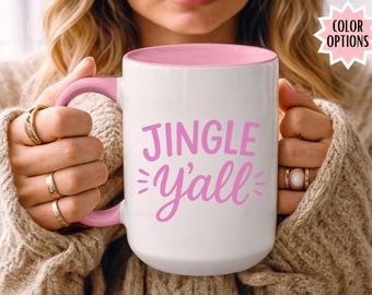 Jingle Yall Christmas Mug, Funny Southern Holiday Coffee Cup, Festive Coffee Lovers Gift, Country Christmas Decor, Cute Xmas Mug for Friends